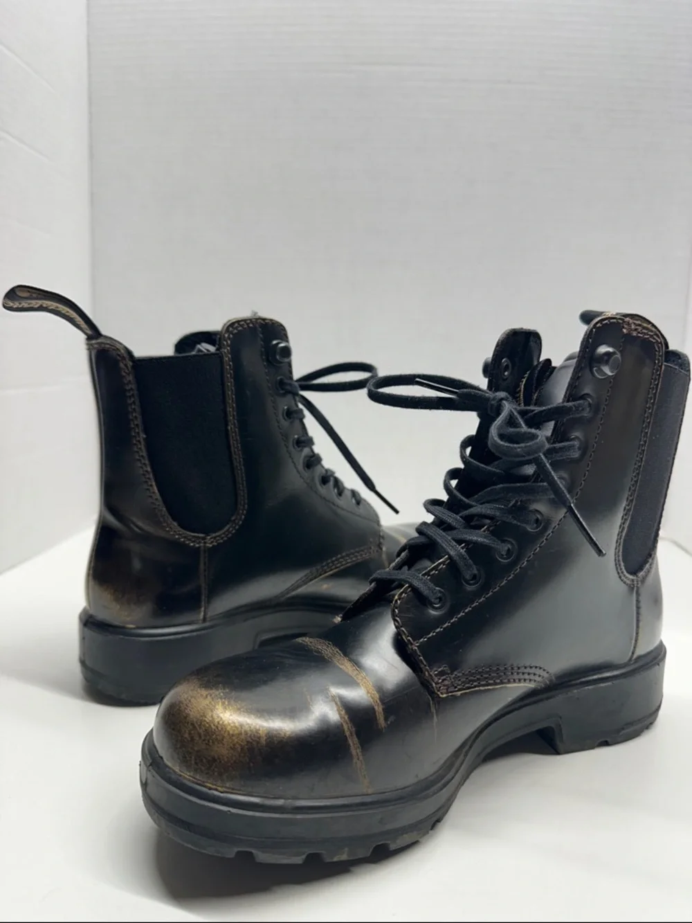 Blundstone Lace Up Gore Boots 2218 Black Gold Metallic Brush Women's US Size 6.5